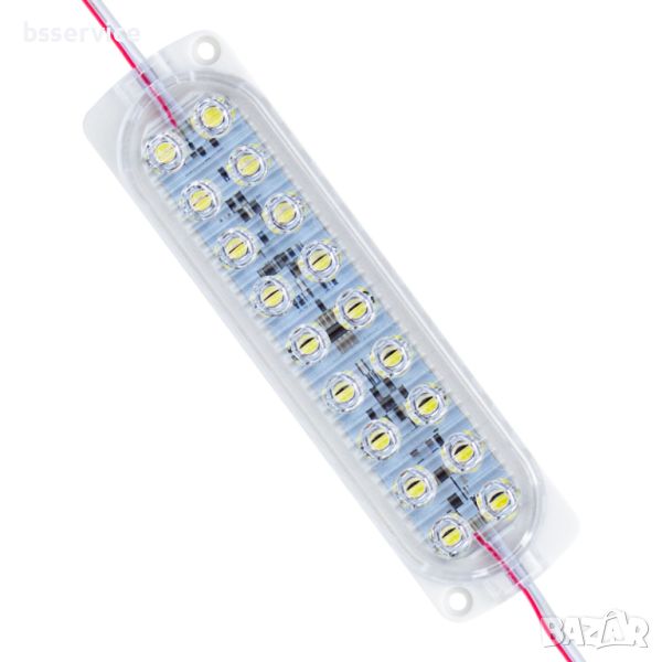 LED МОДУЛ 12V 3.6W СТУДЕНО БЯЛА СВЕТЛИА МИГАЩ ( 18 ДИОДА СЪС РЕФЛЕКТОР ВОДОУСТОЙЧИВИ ), снимка 1