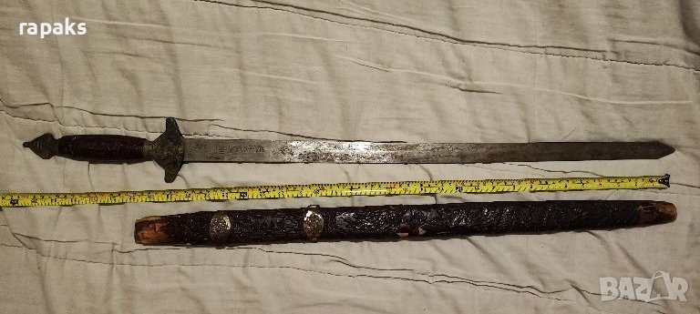 Голям масивен старинен меч, ятаган, сабя, кания

, снимка 1