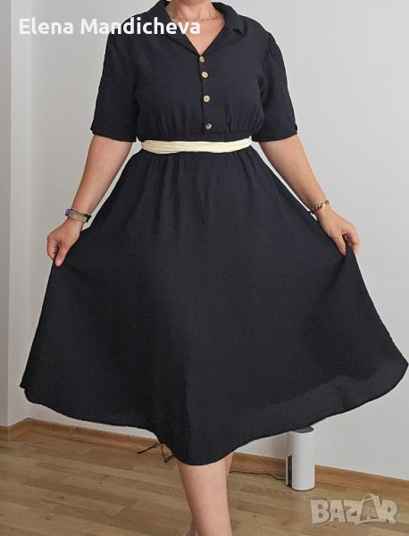 2XL Макси Дамска рокля Trendyol Curve черна с ластик на талията кръста, снимка 1