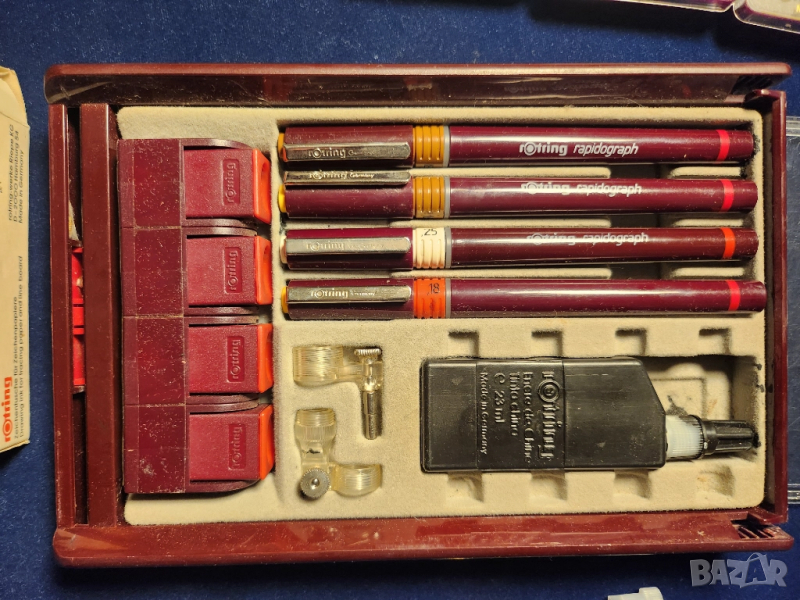 рапидографи Rotring mod.Rapidograph с 4 чисто нови писци: 0,18/0,25/0,35 и 0,50 с туш, снимка 1