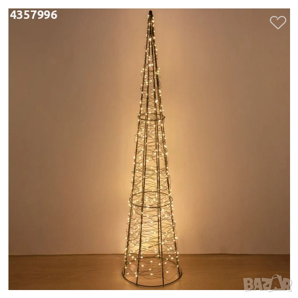 Коледна светеща елха с черна мрежа, 300 LED светлини, 8 функции , снимка 1