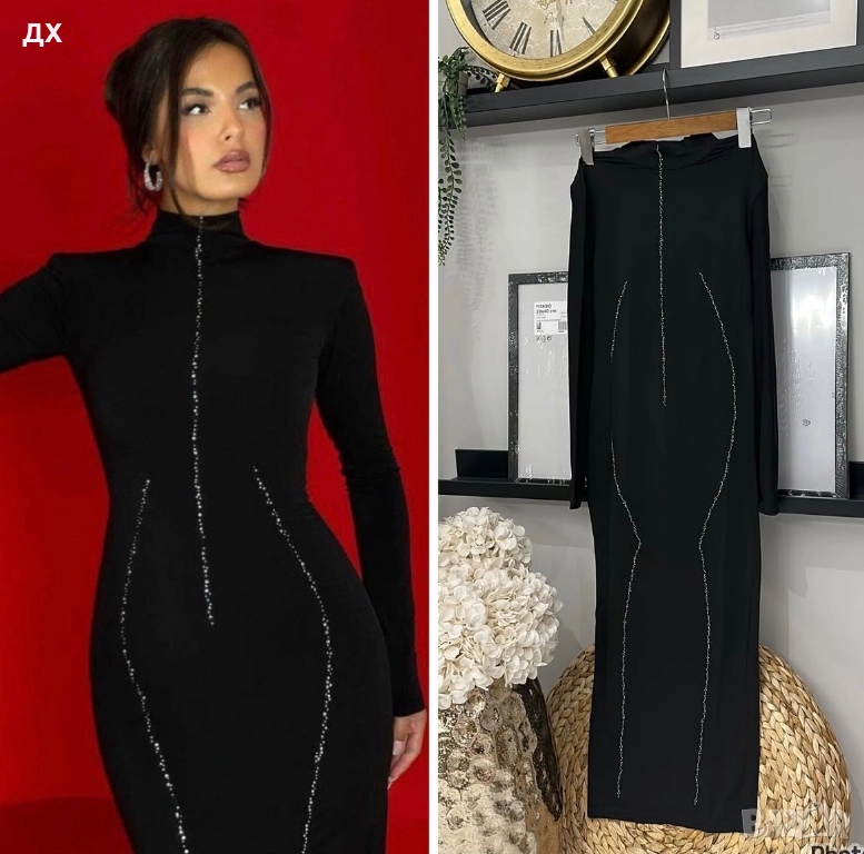 Жестока официална рокля по тялото с камъни, снимка 1