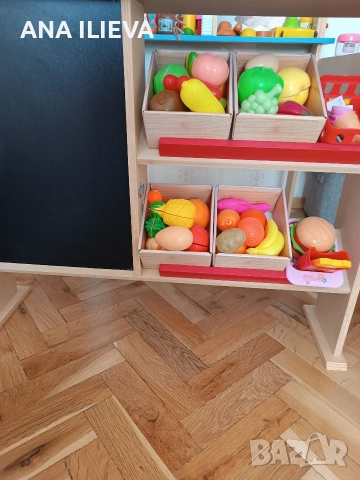 Дървен детски магазин/щанд за игра+аксесоари , снимка 2 - Други игри - 53924803