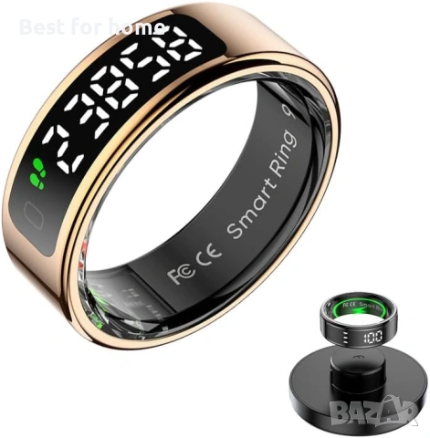 Умен пръстен за фитнес тракер, размер 8, цвят - розово злато