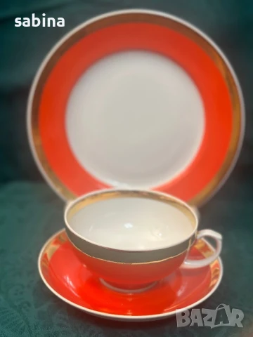 Руски порцелан Дулево/Дульово-чаши за чай/кафе с десертни чинии, снимка 7 - Сервизи - 50717252