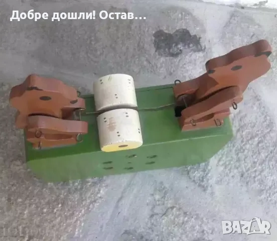 Механични играчки: стара механична играчка, с зайци, кълвящи дървени пиленца, мечета, снимка 17 - Антикварни и старинни предмети - 48649640