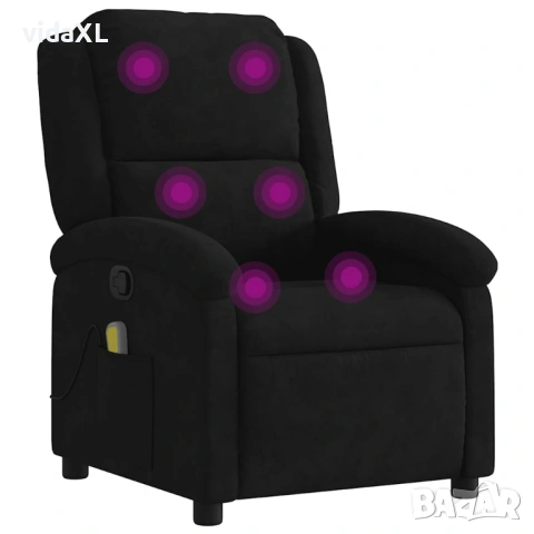 vidaXL Масажен реклайнер стол, черен, кадифе(SKU:371814)