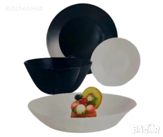 Черно-бял сервиз за хранене от 19 части Luminarc Lea Black & White, снимка 3 - Сервизи - 52382963