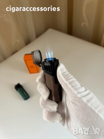 Запалка за пури с 4 турбо пламъка и пънч - 2 цвята, снимка 2 - Запалки - 52800336