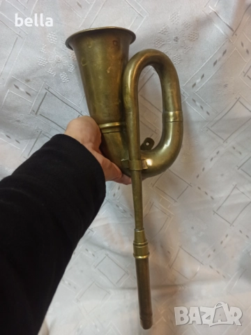 Месингов клаксон – 37 см, рядък модел с интересна декоративна  решетка. , снимка 5 - Антикварни и старинни предмети - 52582347