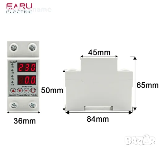 EARU 63A Защитно устройство за пренапрежение и под напрежение, протекторно цифрово реле за защита, снимка 6 - Друга електроника - 46822244