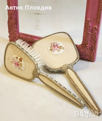 Винтидж английски комплект – ръчно огледало и четка за коса., снимка 5 - Декорация за дома - 53382099