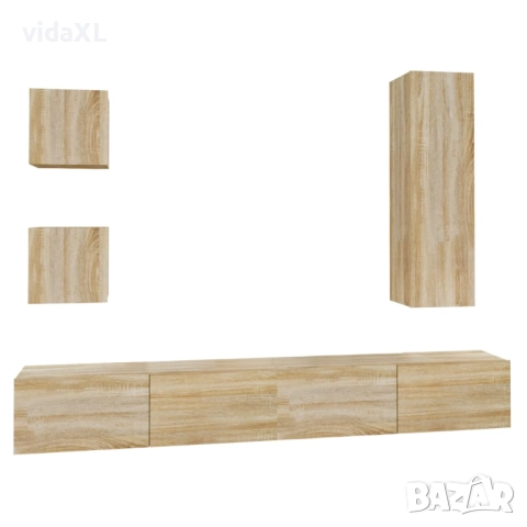 vidaXL Комплект ТВ шкафове от 5 части, сонома дъб, инженерно дърво（SKU:3114448）, снимка 1