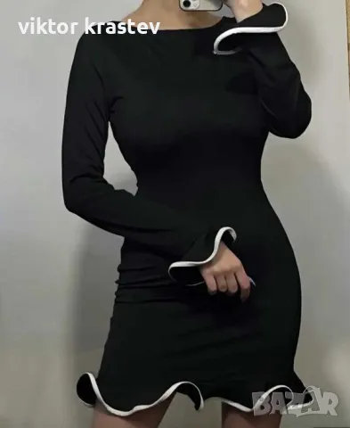 Стилна черна дамска рокля, снимка 1