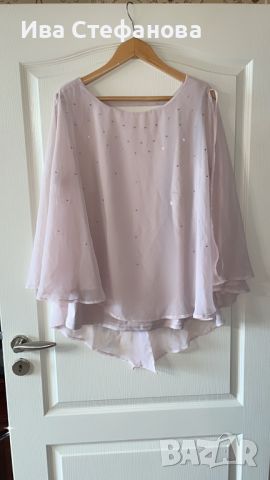 Нова нежна розова блуза туника тип перелина  с камъни цирконий , снимка 5 - Корсети, бюстиета, топове - 45682643