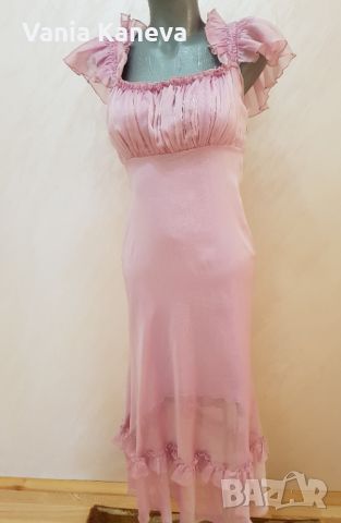 Елегантна рокля  в  розово. Състои се от две части Памучна подплата  и Лек разкошен, снимка 1 - Рокли - 45380838