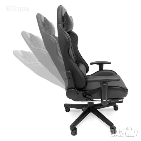 Геймърски стол с прибираща се подложка за крака и функция за масаж - черен, снимка 8 - Други стоки за дома - 53242884