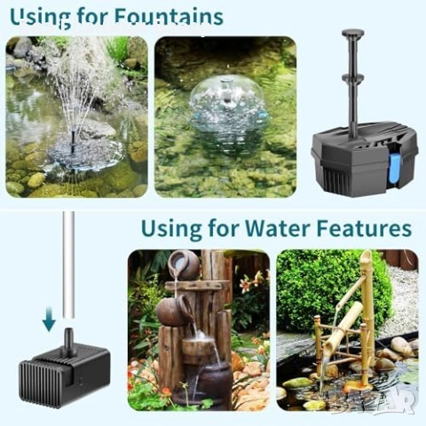 Нов Соларен фонтан за езерце/поилка, двустепенна филтрация, 3600mAh, снимка 8 - Други - 53738761