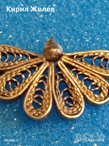 Прекрасни филигранни сребърни обеци във формата на цвете майсторска изработка 50988, снимка 5 - Обеци - 52639807