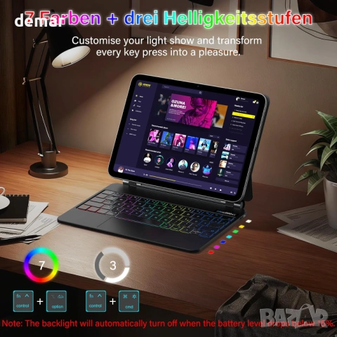 SZO Магнитен калъф с клавиатура за iPad 10-то поколение и iPad A16 11-то поколение 10.9/11 инча, снимка 5 - Таблети - 54027068