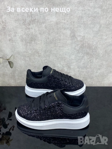 Alexander McQueen Дамски Черни Блестящи Маратонки С Бяла Подметка👟Дамски Спортни Обувки Код E852, снимка 2 - Маратонки - 51587386
