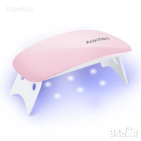 НОВА мини UV LED лампа за маноикюр Aokitec, преносима с форма на мишка с USB кабел, бяла