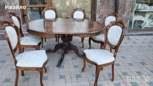 Трапезна маса със 6 броя столове , снимка 8 - Маси - 53839521