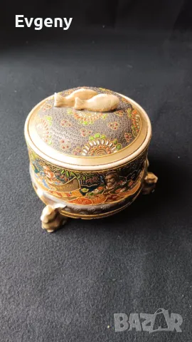 Антична керамична Японска захарница , снимка 2 - Антикварни и старинни предмети - 50229875