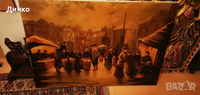 Стара маслена картина 100см.-70см. рисувана върху платно., снимка 8 - Антикварни и старинни предмети - 50041670