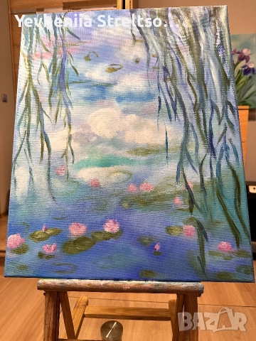 Картина маслом ВОДЯНЫЕ ЛИЛИИ КЛОДА МОНЕ. , снимка 3 - Картини - 52851274