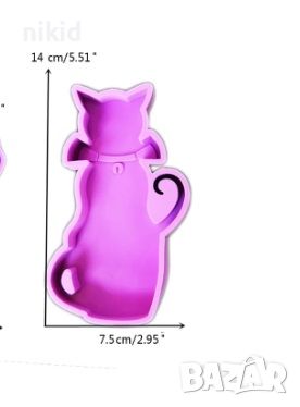 права котка коте в чаша голям дълбок силиконов молд форма калъп смола шоколад гипс сапун свещ декор, снимка 2 - Форми - 46188604