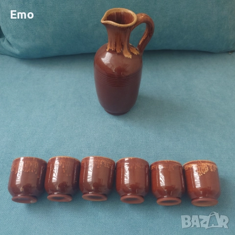 Керамичен сет чаши + гарафа, снимка 3 - Сервизи - 52632762