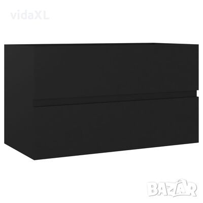 vidaXL Долен шкаф за мивка, черен, 80x38,5x45 см, инженерно дърво（SKU:804747, снимка 1 - Шкафове - 46333081