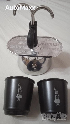 Комплект кафеварка с 2 броя чаши Set Mini Bialetti Italy индукционна черна , снимка 5 - Кафемашини - 50033867