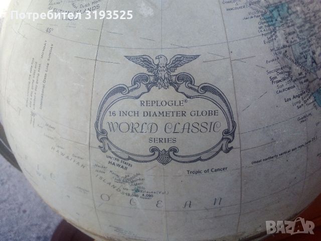 Глобус HARDWOOD - USA, снимка 3 - Антикварни и старинни предмети - 46350930