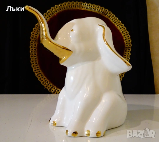 Порцеланова фигура Слон,злато,Западна Германия. 