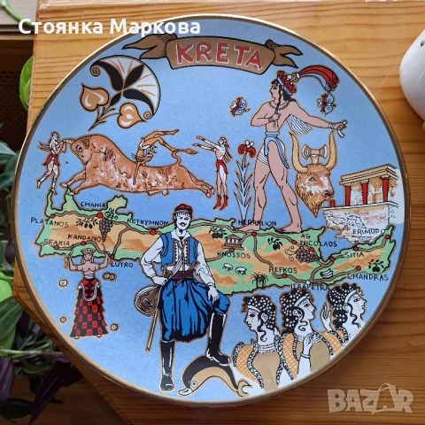 Голяма керамична чиния-ръчна изработка-остров Крит