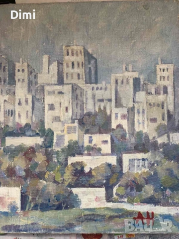 АНГЕЛ НИНОВ (1927-2017) Картина масло/платно/ градски пейзаж, снимка 6 - Картини - 52814966