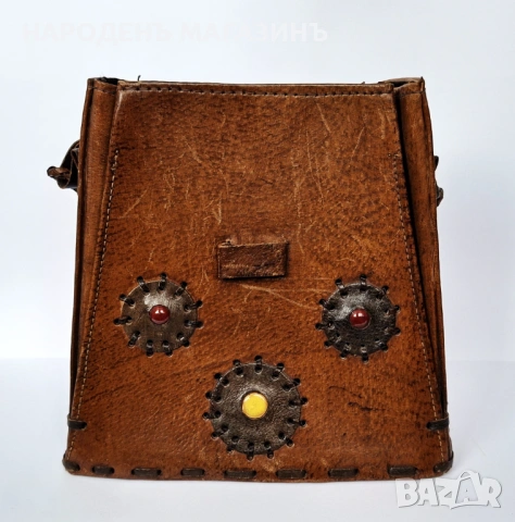 Българска винтидж ретро дамска чанта ръчна естествена дебела кожа соц, снимка 7 - Други ценни предмети - 53385458