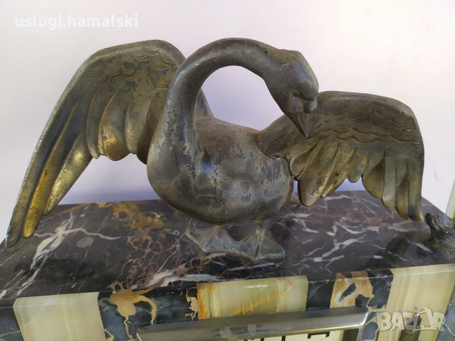 Стар мраморен каминен часовник, снимка 3 - Антикварни и старинни предмети - 53044206