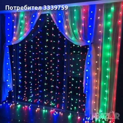 Коледна завеса от лампички / Цветове - Студено бяло, топло бяло, шарено. / 320лед светлини, дължина , снимка 17 - Лед осветление - 51390303