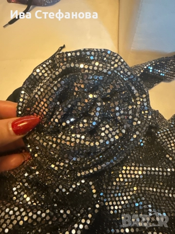 Нова 5 Д роза  парти коктейлна официална къса блестяща сиви бляскави елементи , снимка 5 - Рокли - 52774610