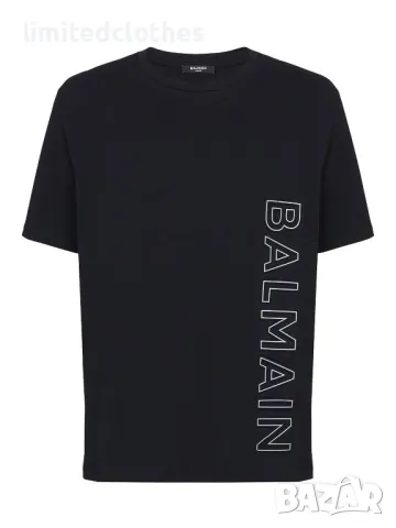 BALMAIN Black Embossed Logo Relaxed Fit Мъжка Тениска size M, снимка 2 - Тениски - 47383842