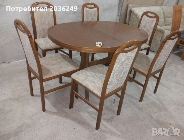 Комплект масивна разтегателна маса с 6 стола, снимка 3 - Маси - 53224449