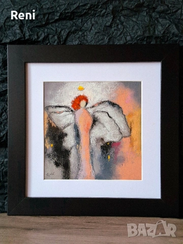 Ангел, картина въглен/пастел, оригинал, снимка 3 - Картини - 53633174