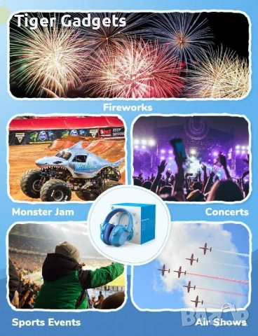 iClever IC-EM01 детски антифони шумоизолиращи, Сини, снимка 6 - Други - 53983337