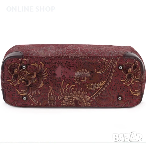 Елегантна дамска чанта от естествена кожа в цвят бордо НОВА, снимка 10 - Чанти - 53688892