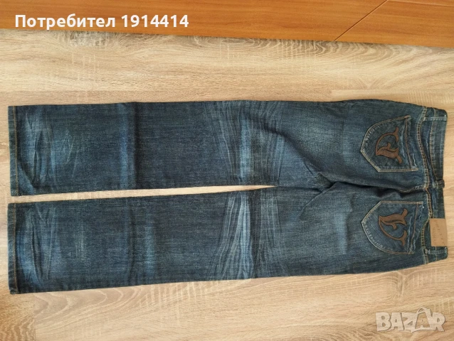 Дънки с уникална кожена апликация, снимка 2 - Дънки - 50591317