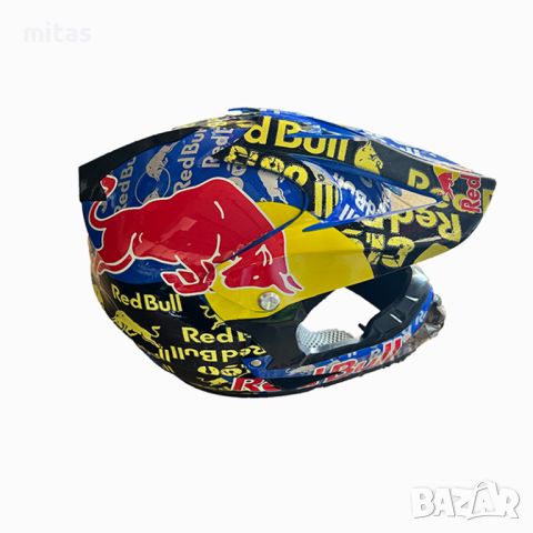 Кросова каска RED BULL, Full Face, DOT - S/M - Вело, Мото, Скутер, Бъги, АТВ, снимка 5 - Аксесоари за велосипеди - 46768623