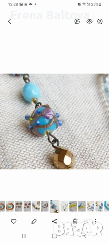  Стъкло  Мурано Колие обеци брошка, снимка 6 - Колиета, медальони, синджири - 53806161